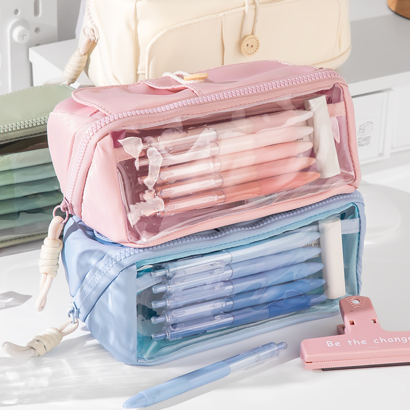 Caja de lápices de gran capacidad caja de papelería de alto aspecto para estudiantes de secundaria caja de lápices simple estilo ins 2023 nueva hembra