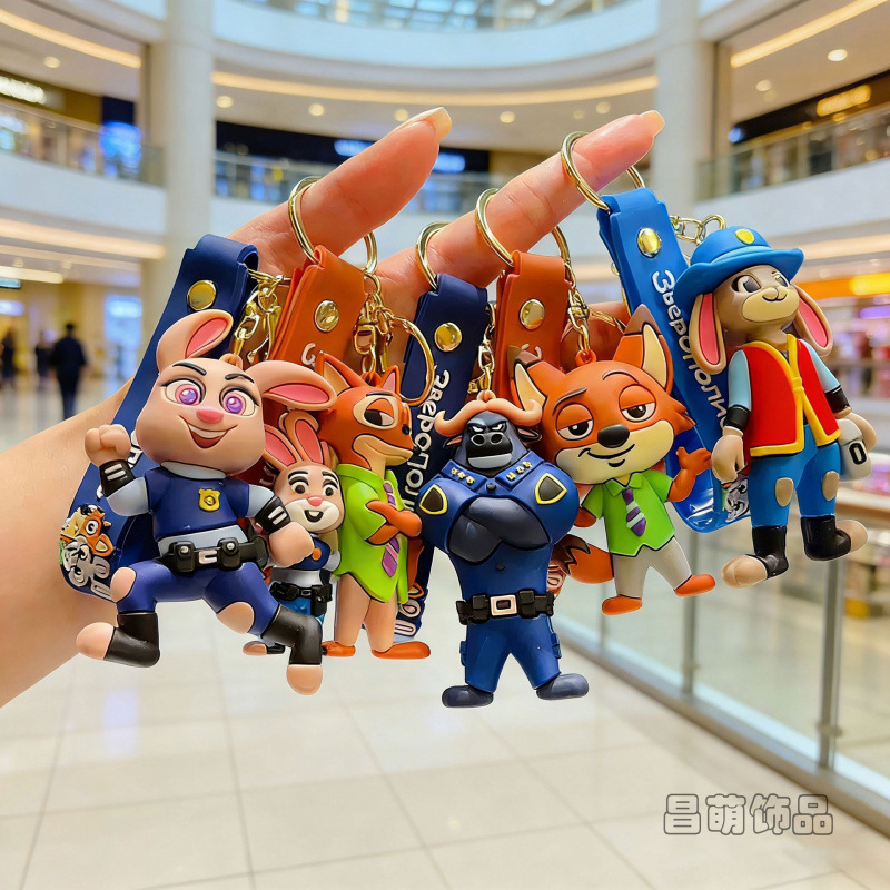 Cross-Border Hot-Selling Zootopia Keychain Pvc Figurine Car Bag Pendant Couple's Ornament Gift Wholesale