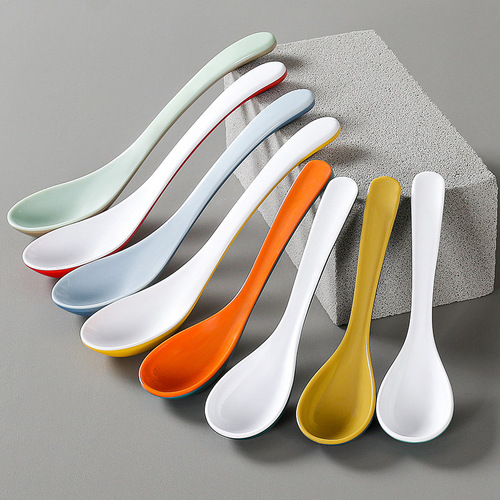 Nordic style melamine tableware spoon restaurant hotel commercial two-color spoon plastic spoon spoon color imitation porcelain spoon
