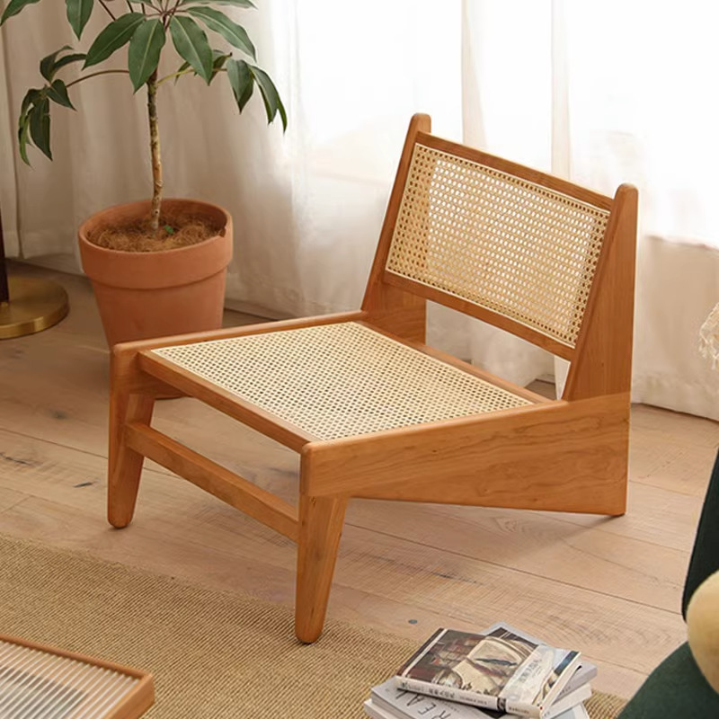 中古籐製シングルソファ、怠惰なリクライニングチェア、わびさび風バルコニーレジャー、オリジナル無垢材チャンディーガルカンガルーチェア|undefined