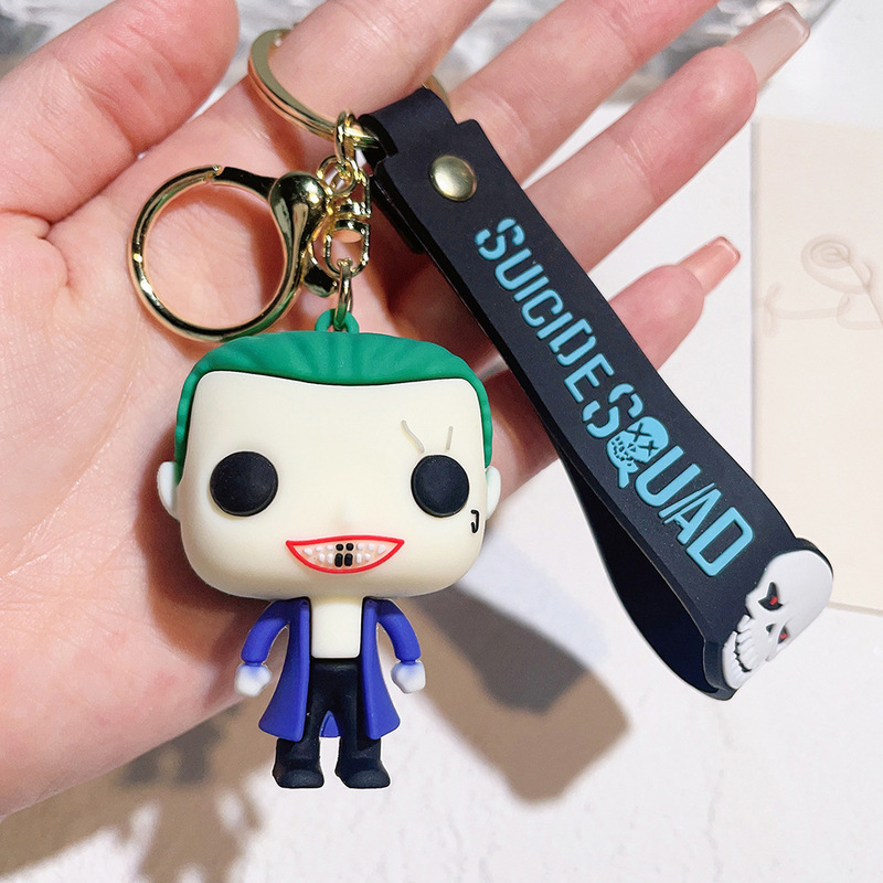 スーパーヒーローキーホルダージョーカーガールジョーカーキーホルダーサイコパスハーレークイン人形ペンダント|undefined