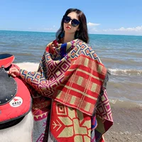Осенне-Зимний новый стиль женский утолщенный платок Цинхай озеро Тибет пустыня Юньнань Путешествия Фото шарф плащ в этническом стиле