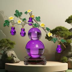 新中式水晶葫芦摆件招财客厅电视柜酒柜装饰品办公室摆设乔迁礼品