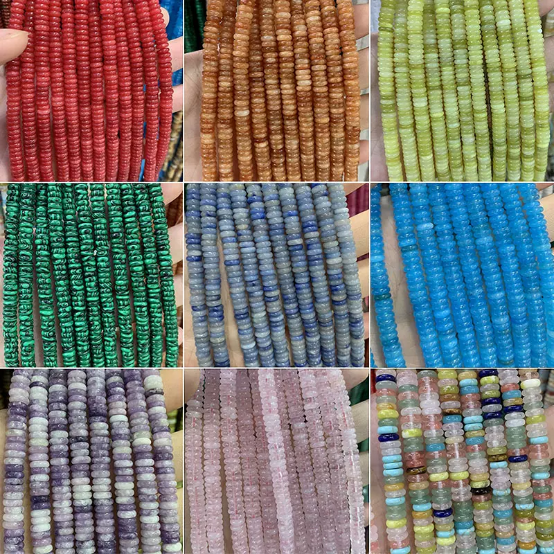 2*6mm天然玉石水晶算盘珠散珠DIY饰品配件手链项链薄隔片现货批发
