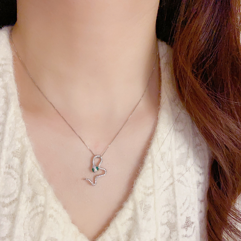 Zircon Snake Necklace, Personalized Fashion Collarbone Chain_voghion.com