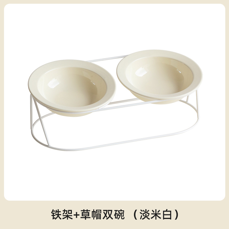 Cerámica inclinada para artículos de mascotas doble cuello protector de cuello para gatos tazón de comida para gatos aumento anti-derroquear tazón de agua para gatos y perros tazón de grano