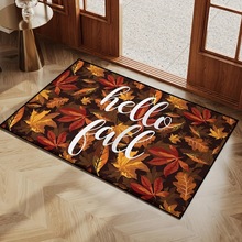 亚马逊美式秋季南瓜装饰地垫耐脏易打理玄关入户门垫防尘地毯现货