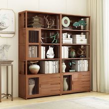 书架书柜简约落地楠竹置物架家用客厅收纳储物架简易多层实木中式