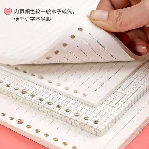 B5 Loose-Leaf Notebook with Removable Grid and Lined Refills, 16k, 26-Hole Spiral Binding — Perfect for Bullet Journals and Notebooks