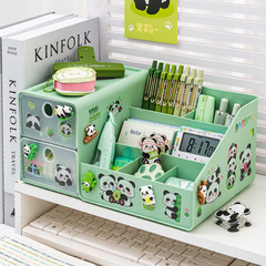 Cute Panda Pen Holder Student Desk Desk Organizer Storage Box Large Capacity Children Girl Multifunctional Shelf