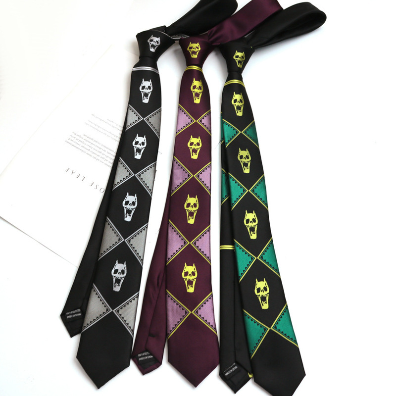 JOJO Wonderful Adventure Kira Jiying Skull Zipper Tie Male Anime Dk Hand-Hit Jk Shirt Female Accessories