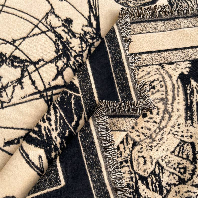 Großer quadratischer Winterschal im Ethno-Stil, doppelseitiger fünfzackiger Stern aus Kaschmir, dicker und warmer Reiseschal_voghion.com