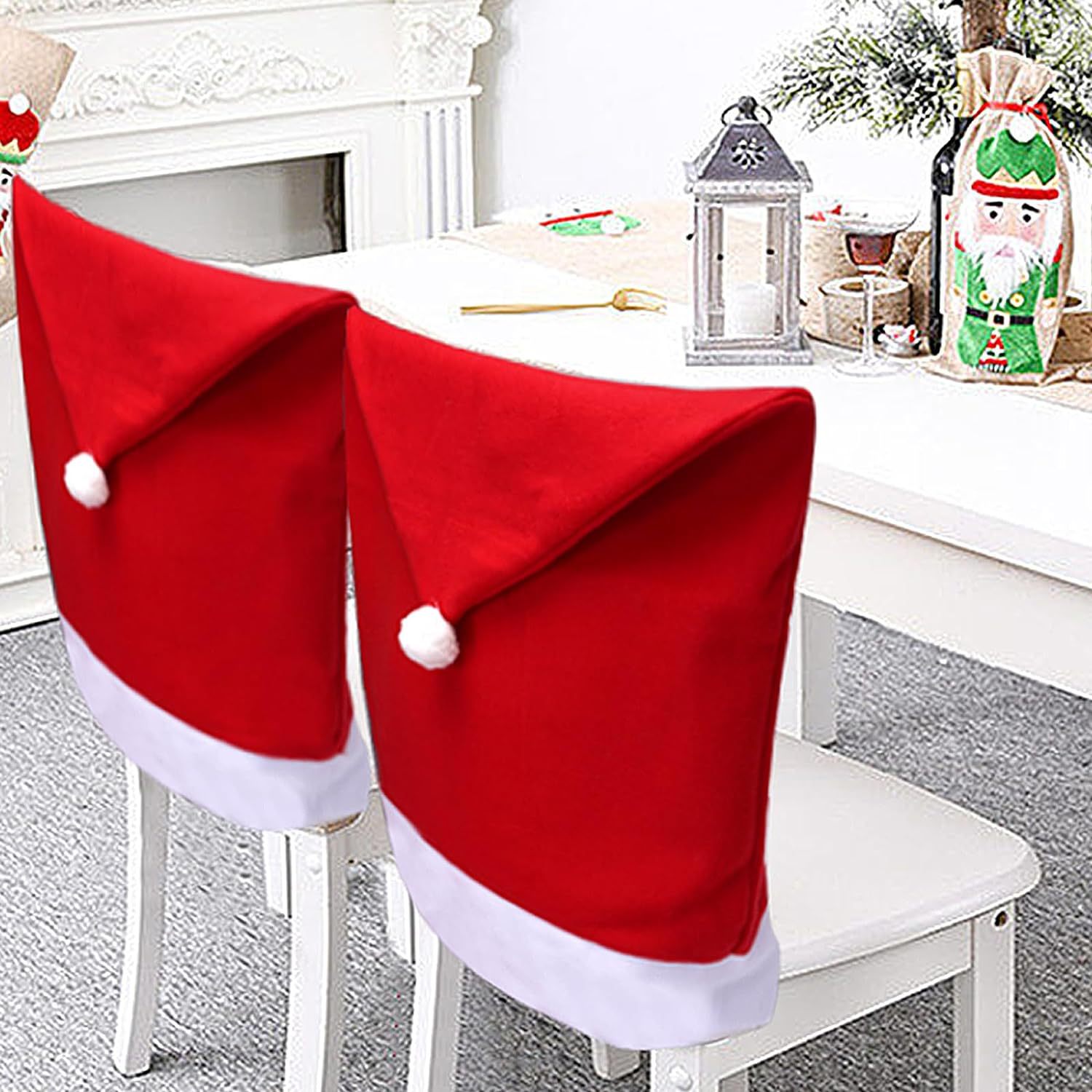 Navidad transfronteriza funda de silla de tela de terciopelo rojo decoración de silla para el hogar restaurante decoración de ambiente de hotel funda de silla