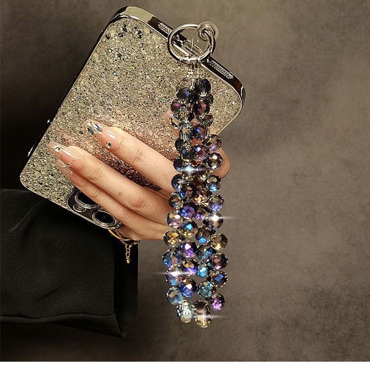Light Luxury All-match Crystal Mobile Phone Lanyard Wrist Chain Handmade Beaded Short Chain Rhinestone Jewelry Pendant High-grade Sense