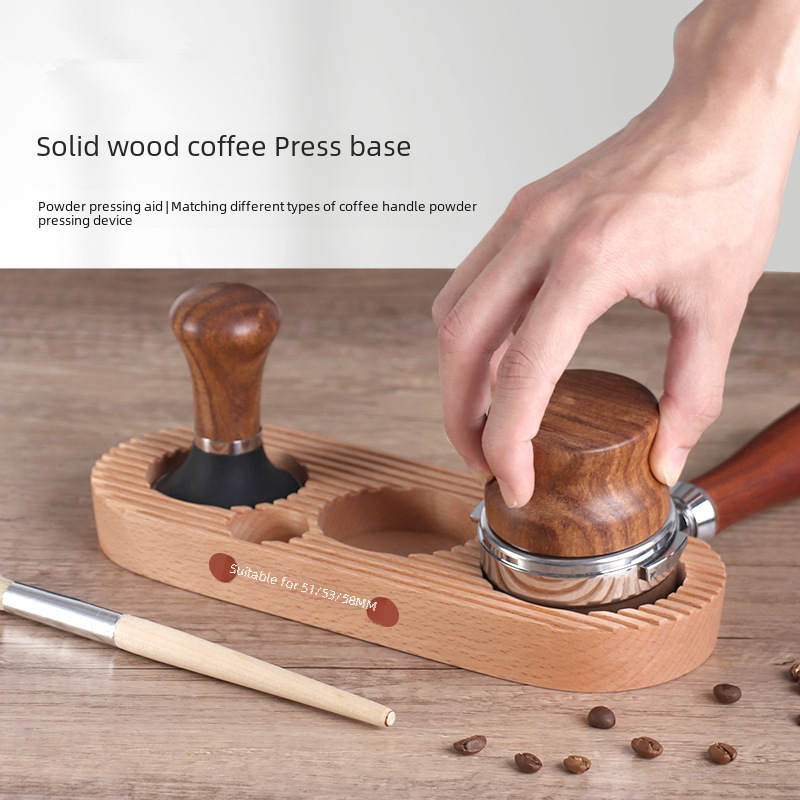 Coffee Powder Presser Base Wooden Filling Seat Powder Pressing Pad Coffee Machine Handle Matching Appliance Storage Cloth Powder