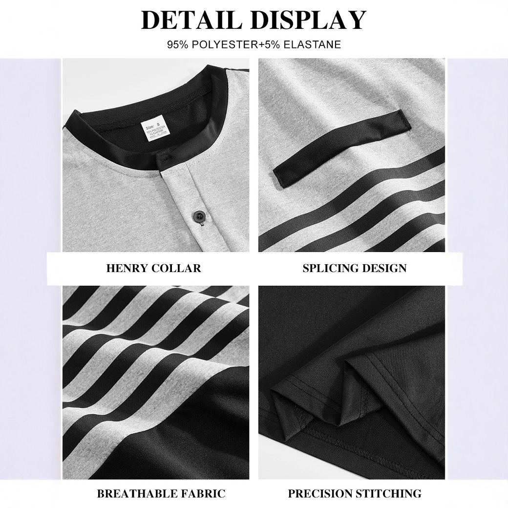 Monochrome Man- 26 Spring Autumn New Style Cross-Border European And American Men's Simple Long-Sleeve Henley Shirt With Buttons_voghion.com