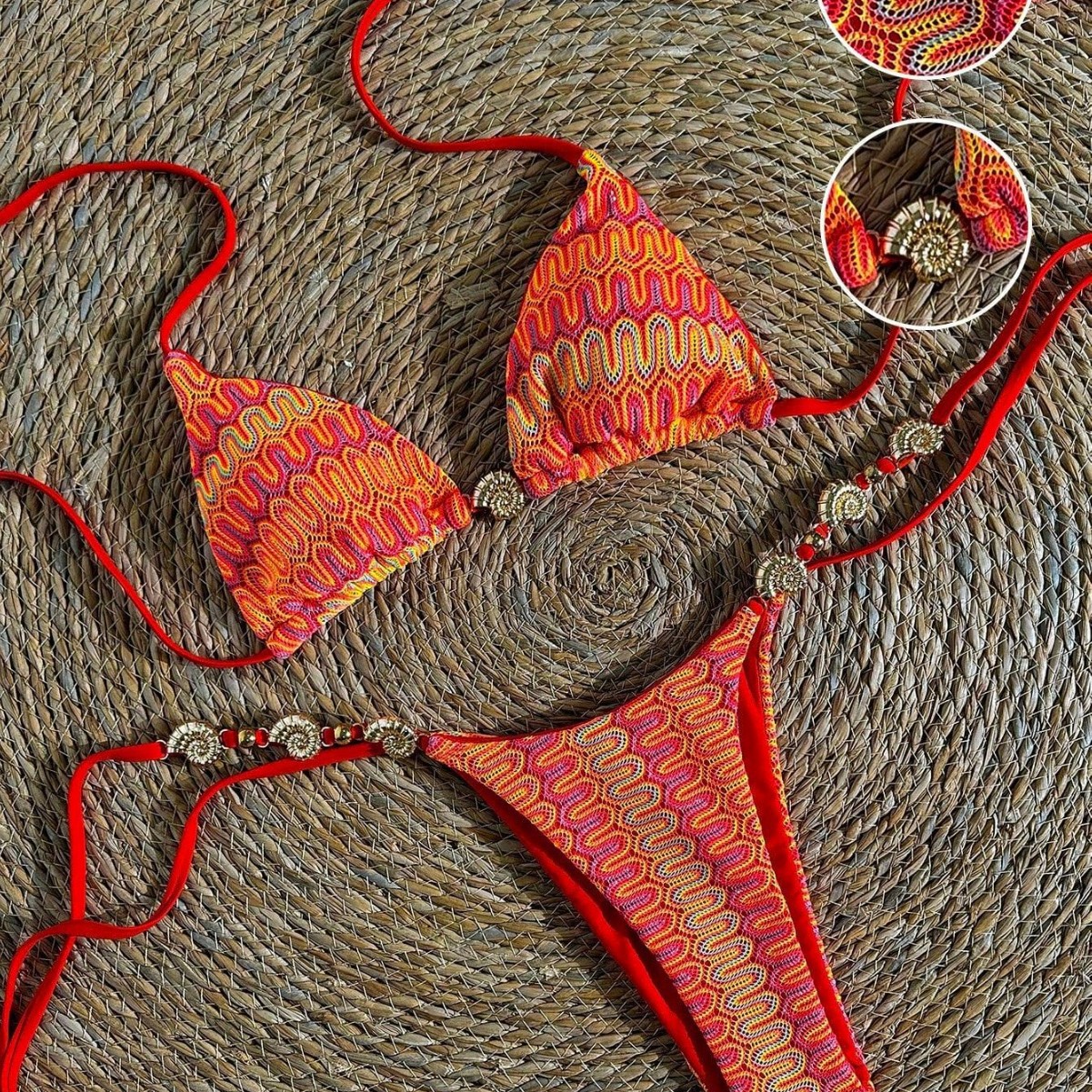Women's Clothing Style Sexy Bikini Two Piece Set With Metallic Jewelry Swimsuit Women's Clothing Beach & Pool Ready_ecoleips.com