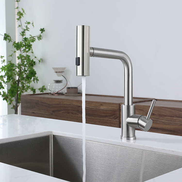 304 Three-Way Raindance Waterfall Pull-Out Faucet Kitchen Sink Sink Laundry Pool Faucet Cross-Border E-Commerce