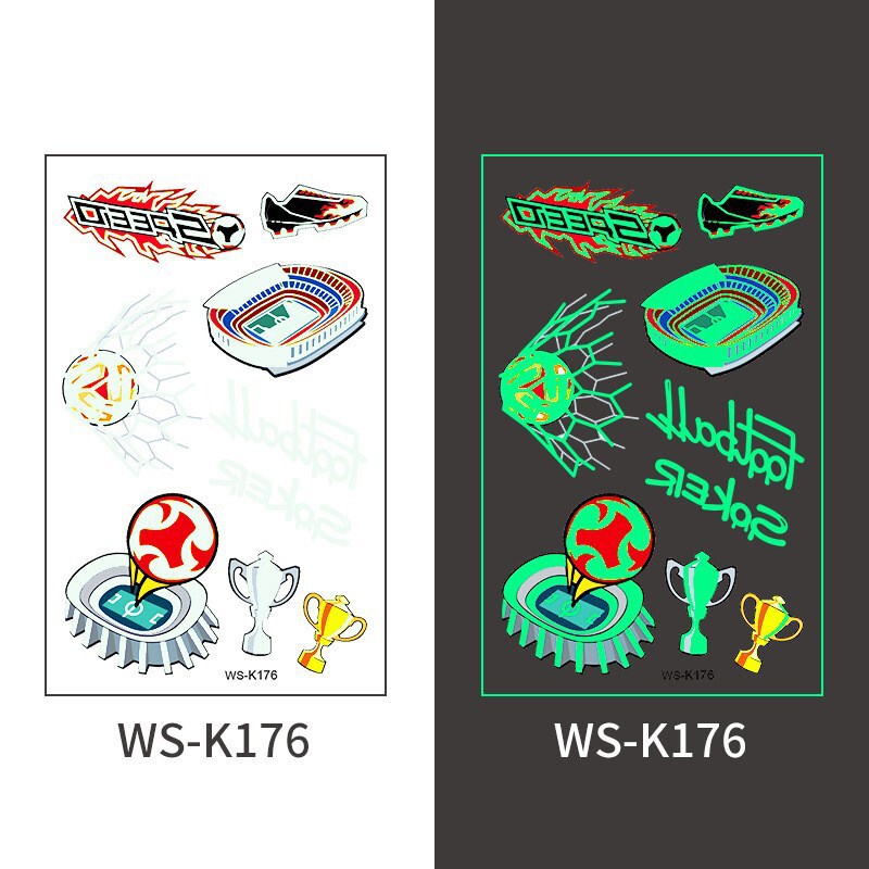Cross-Border New Luminous Football Tattoo Stickers Waterproof European World Cup Event Fan Club Temporary Face Stickers Cross-Border New Luminous Football Tattoo Stickers Waterproof European World Cup Event Fan Club Temporary Face Stickers