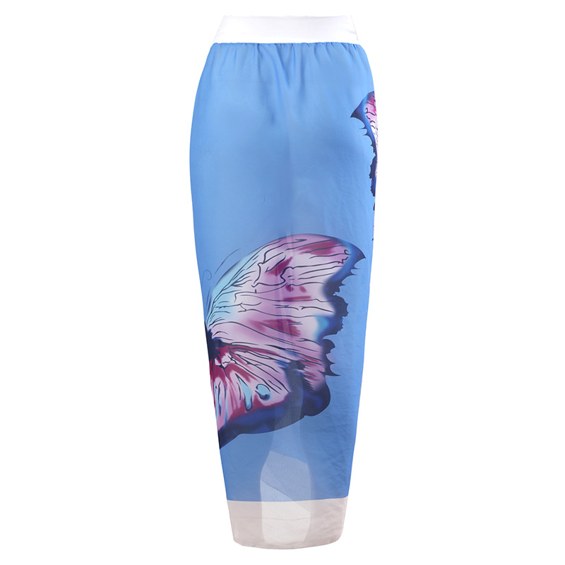 Longqi 2023 Europese En Amerikaanse Buitenlandse Handel Nieuwe Tweedelige Badpak Met Rok Vlinderdruk Internet Celebress Live Badpak Voor Vrouwen display picture 2