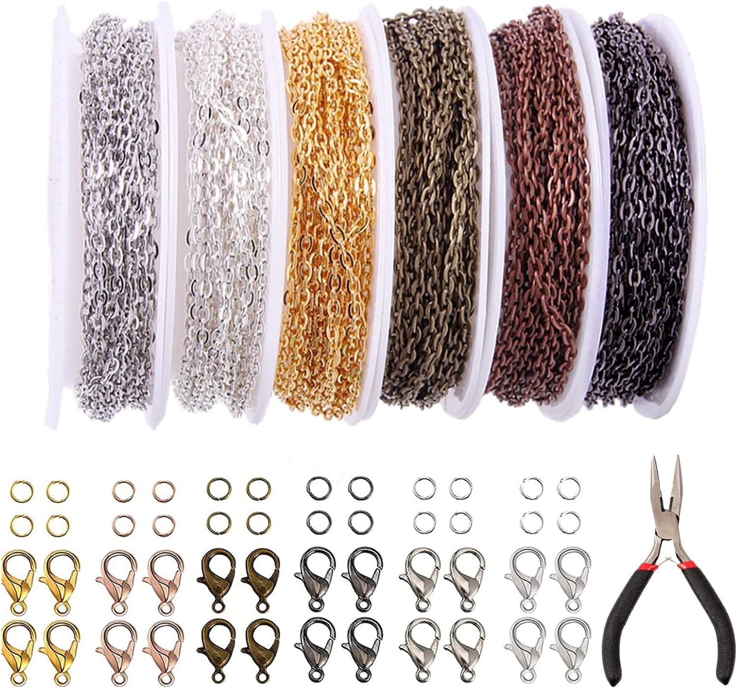 2*3mm presión plana cadena cruzada 6 colores 8 combinación a juego langosta hebilla anillo abierto DIY accesorios de la joyería