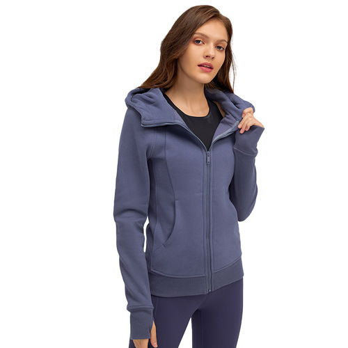 SCA's new thickened warm hooded sports jacket for women, outdoor leisure outer wear yoga training fitness jacket