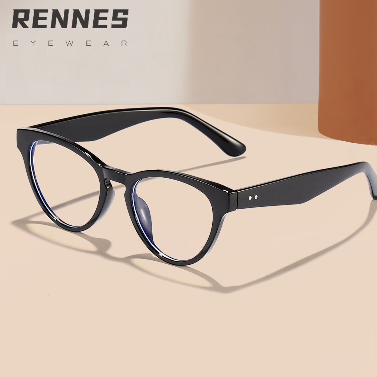 2024 nuevo ojo de gato transfronterizo a juego de colores espejo plano anti-luz azul hombres y mujeres sin maquillaje cable pequeño montura de miopía gafas