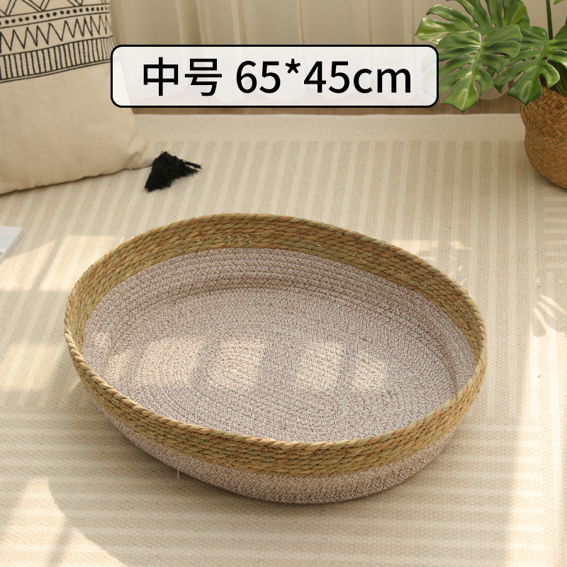 Nido de ratán ovalado para gatos, fresco en verano, nido para gatos tejido resistente al rasguño, cama tejida para mascotas, fábrica transfronteriza al por mayor