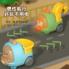 Matching Children's Cute Pet Construction Engine Car with Inertia Slide Function Excavator Durable Mixing Truck Early Learning Educational Toy