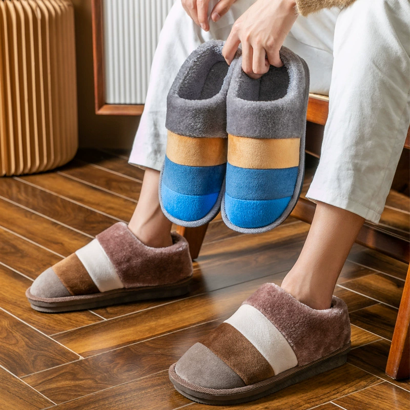 Хлопковые тапочки мужские Сумка на каблуке Зимние домашние теплые домашние с толстой подошвой Нескользящие домашние шерстяные тапочки зимние Все включено домашние женские