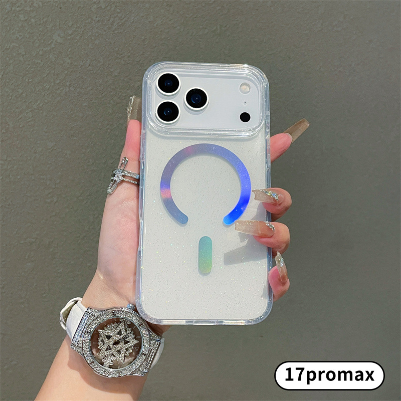 Adatto per telefono colorato magnetico Pro Max trasparente glitter custodia protettiva 17 Pro/17 Air_voghion.com