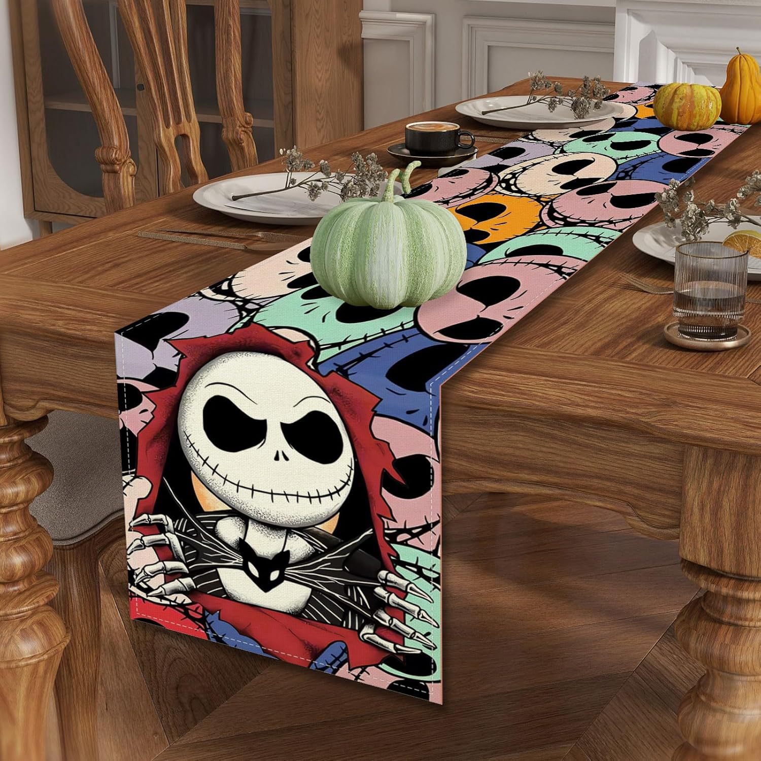 Transfronterizo 2024 Amazon nuevo Halloween Navidad terror lino tabla bandera tabla de comedor tabla bandera de té image 3