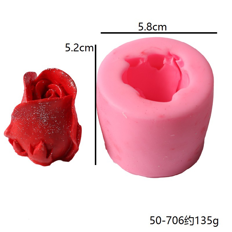 Molde de silicona para velas perfumadas con forma de rosa tridimensional, helado, mousse, pastel, tulipán, girasol y peonía.