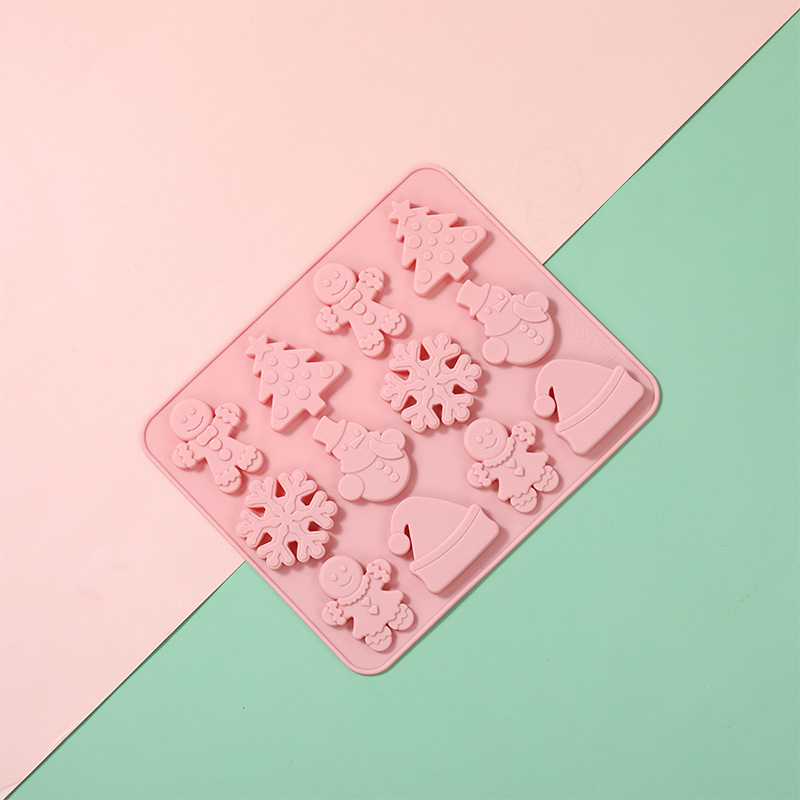 新しいクリスマスヘラジカサンタシリーズムース食品グレードのシリコーンビスケットベーキングチョコレートモールド|undefined