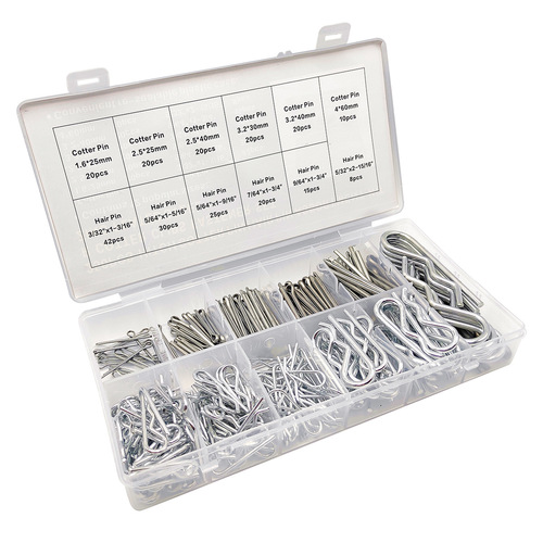 Cross-border 250pcs cotter pin R type pin combination set galvanized steel hook hairpin fastener set