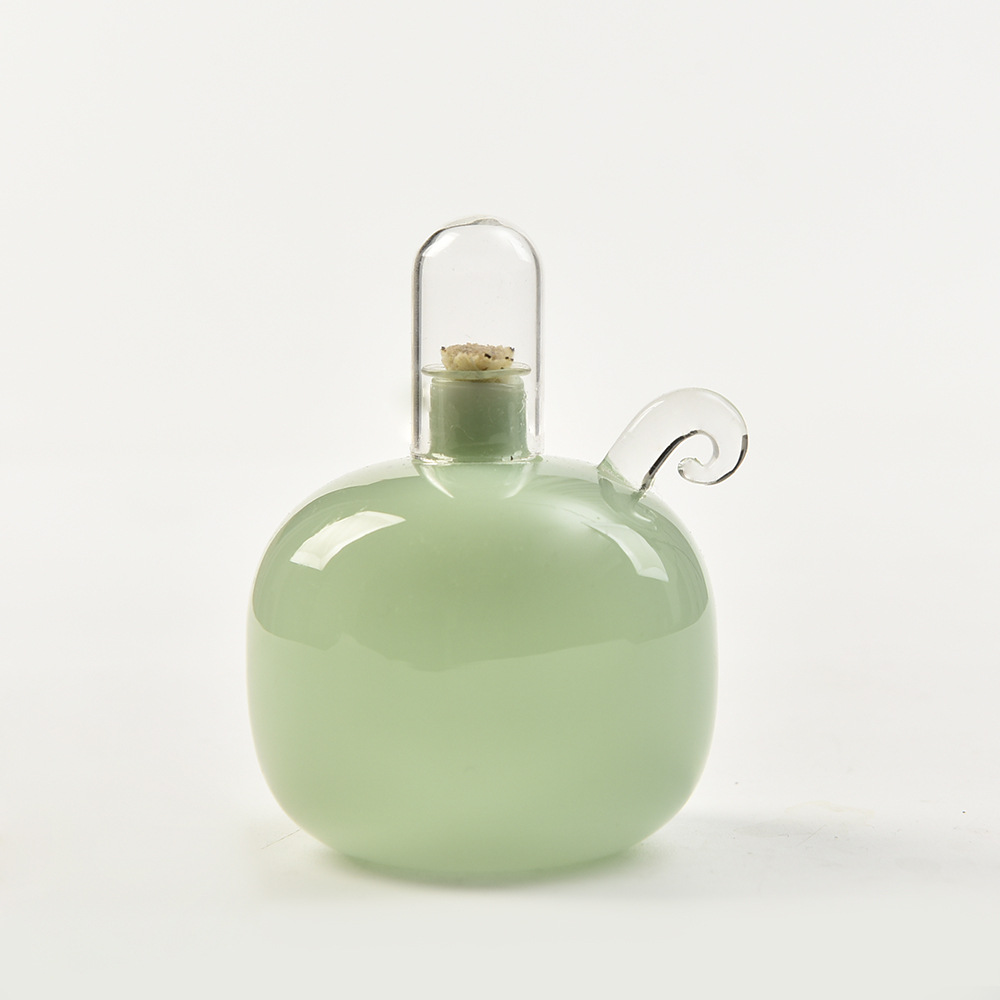 Lámpara de aceite de vidrio redonda esférica de color creativa candelabro decoración simple lámpara de mantequilla de escritorio doméstica moderna sin humo