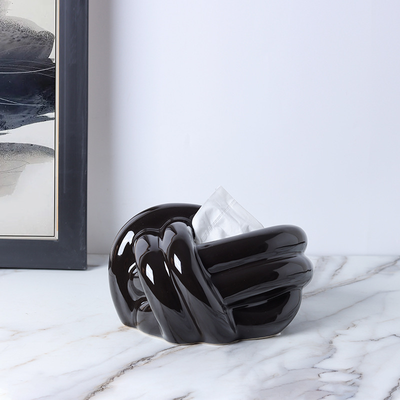 Knot Ceramic Tissue Box - Black