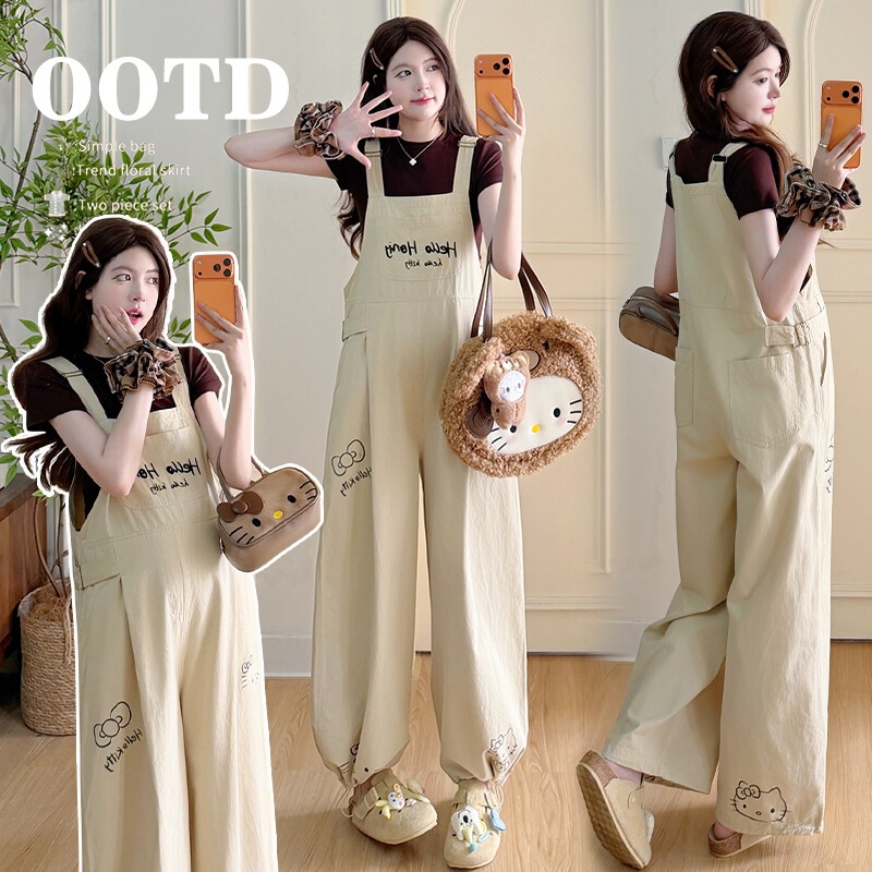 Maternity Wear for Women, Summer 2026 New Stylish Graffiti Workwear Overalls, Summer Short-Sleeve Top Set Maternity Wear for Women, Summer 2026 New Stylish Graffiti Workwear Overalls, Summer Short-Sleeve Top Set