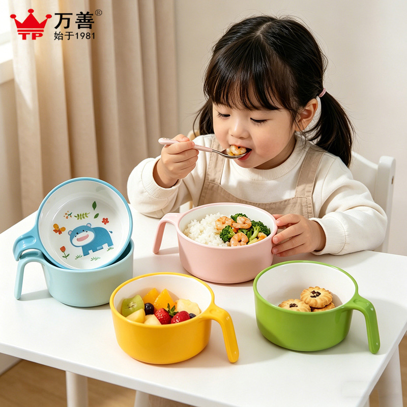 Cross-Border Melamine Children's Tableware Household Rice Bowl Baby Eating Bowl Cute Cartoon Handle Bowl Child Anti-Fall Soup Bowl Cross-Border Melamine Children's Tableware Household Rice Bowl Baby Eating Bowl Cute Cartoon Handle Bowl Child Anti-Fall Soup Bowl