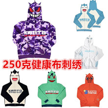 Y2K潮牌 Gengar 耿鬼原宿 3D数码印花卫衣拉链到头连帽衫cosplay