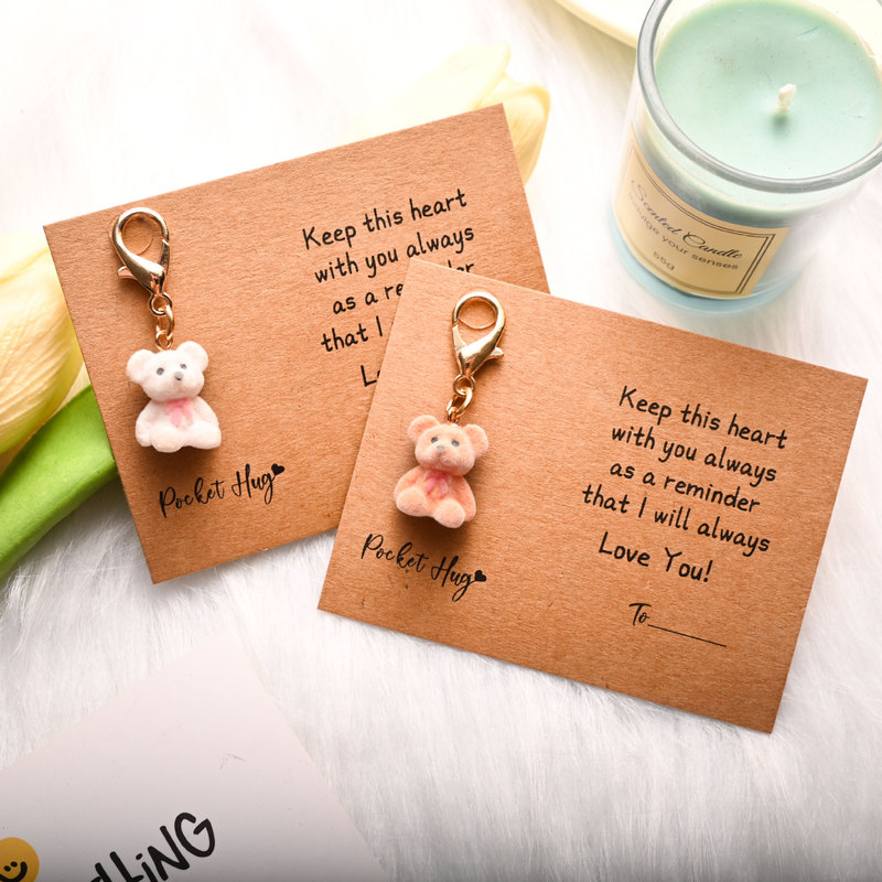 Cross-Border Pocket Hug Pocket Hug English Greeting Card Cute Stereo Flocking Bear Keychain Pendant Gift Cross-Border Pocket Hug Pocket Hug English Greeting Card Cute Stereo Flocking Bear Keychain Pendant Gift