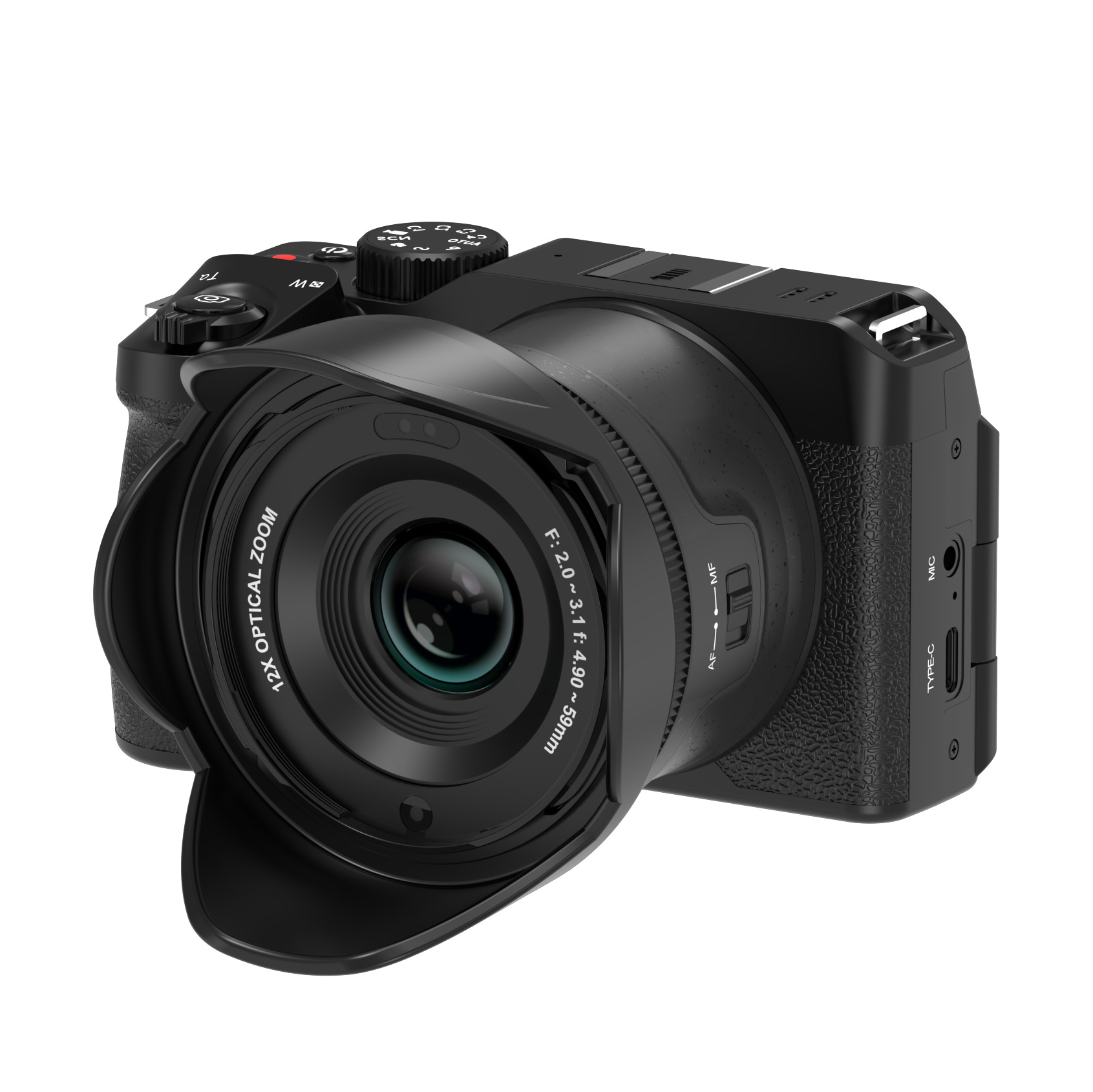 Cross-Border New Model Specially Designed for Digital Cameras with Optical Zoom 12X Flip Selfie Student Machine Special Price Model