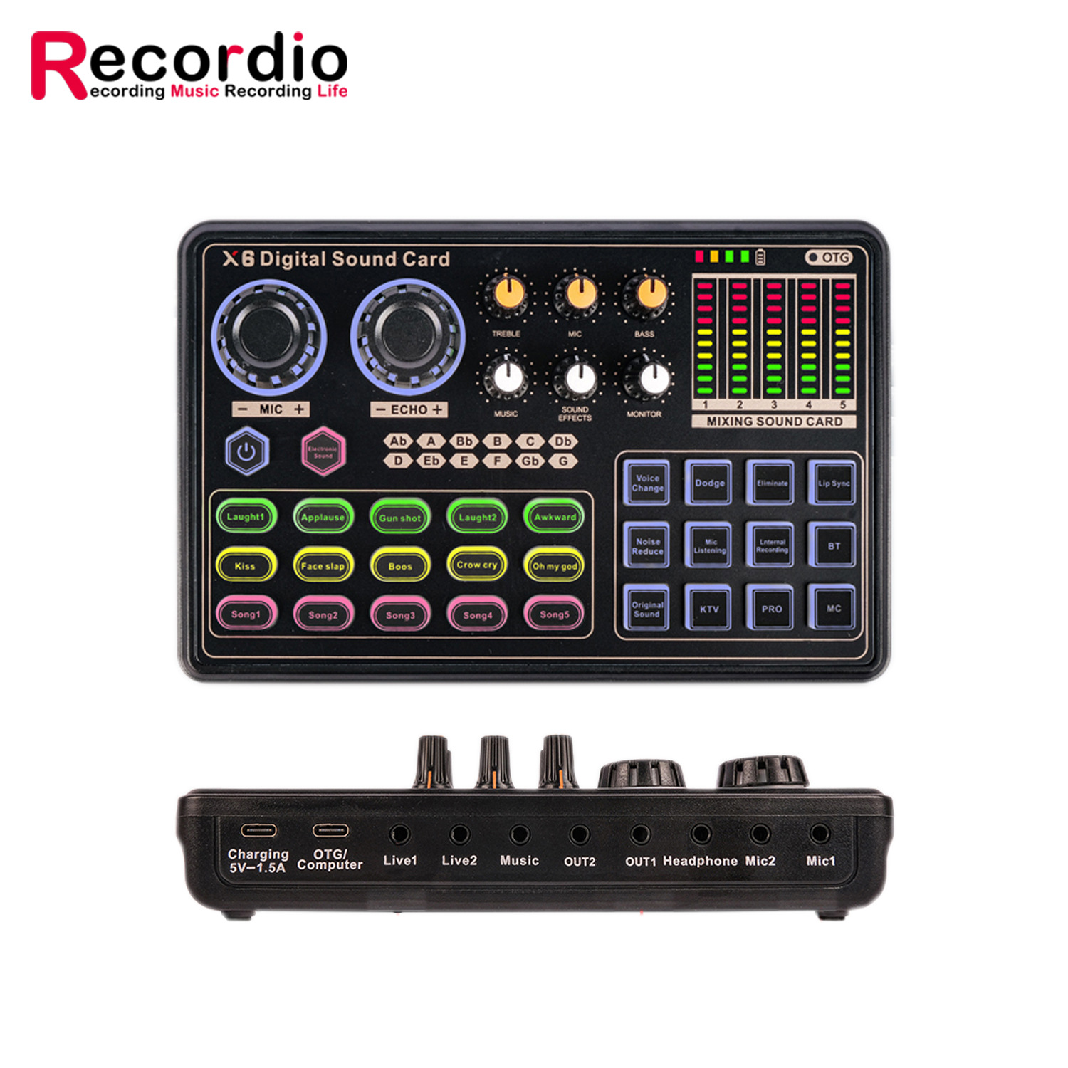 GAX-X6 English cross-border e-commerce Chinese version mobile computer live sound card with goods singing K tuning sound card wholesale