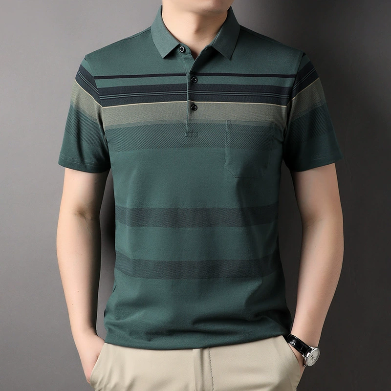 Summer cotton body-friendly polo, with short sleeve, for middle age