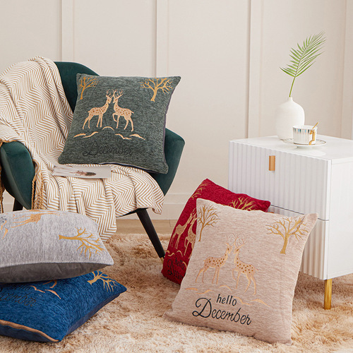 Fabric homeware Nordic deer chenille diy pillow living room yoga nap bedside soft pillow case