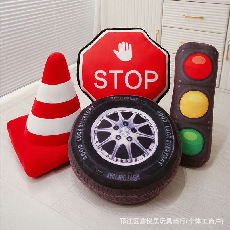 Cross-Border Creative Traffic Signs, Traffic Lights, Car Tires, Roadblocks, Plush Dolls, Cushions, Car Home Pillows