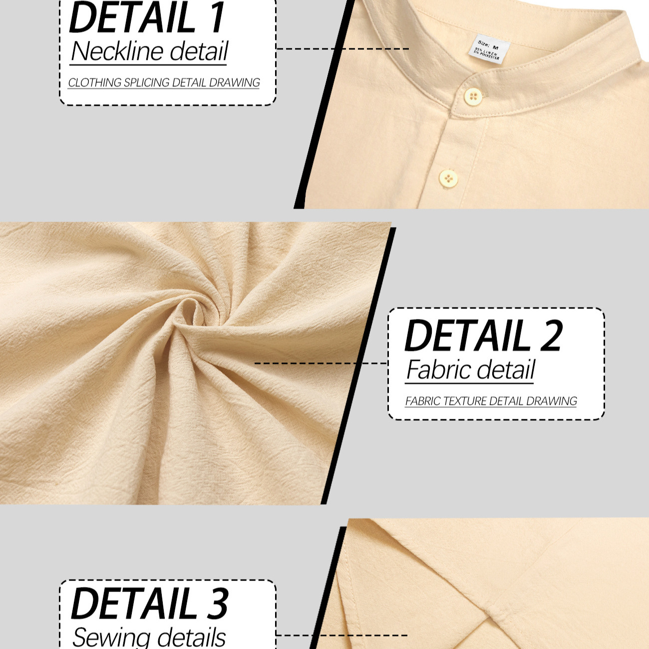 Camicia casual da uomo a maniche lunghe con colletto alla coreana, tinta unita, modello Foreign Trade, 2026._voghion.com