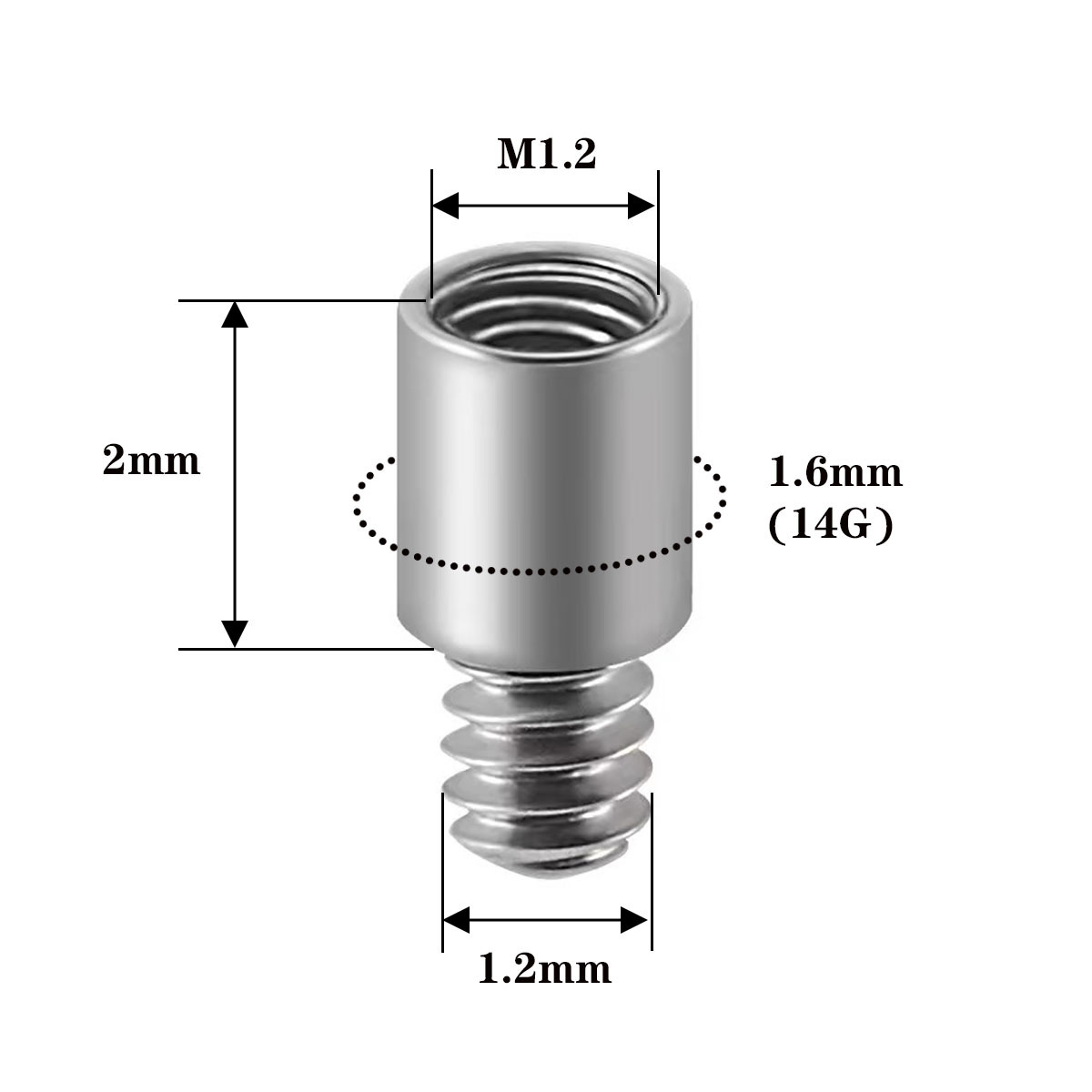 G23 Titanium 2mm Extension Rod for F136 Titanium Internally Threaded Lip, Ear, Navel Piercing Accessories detail image 11
