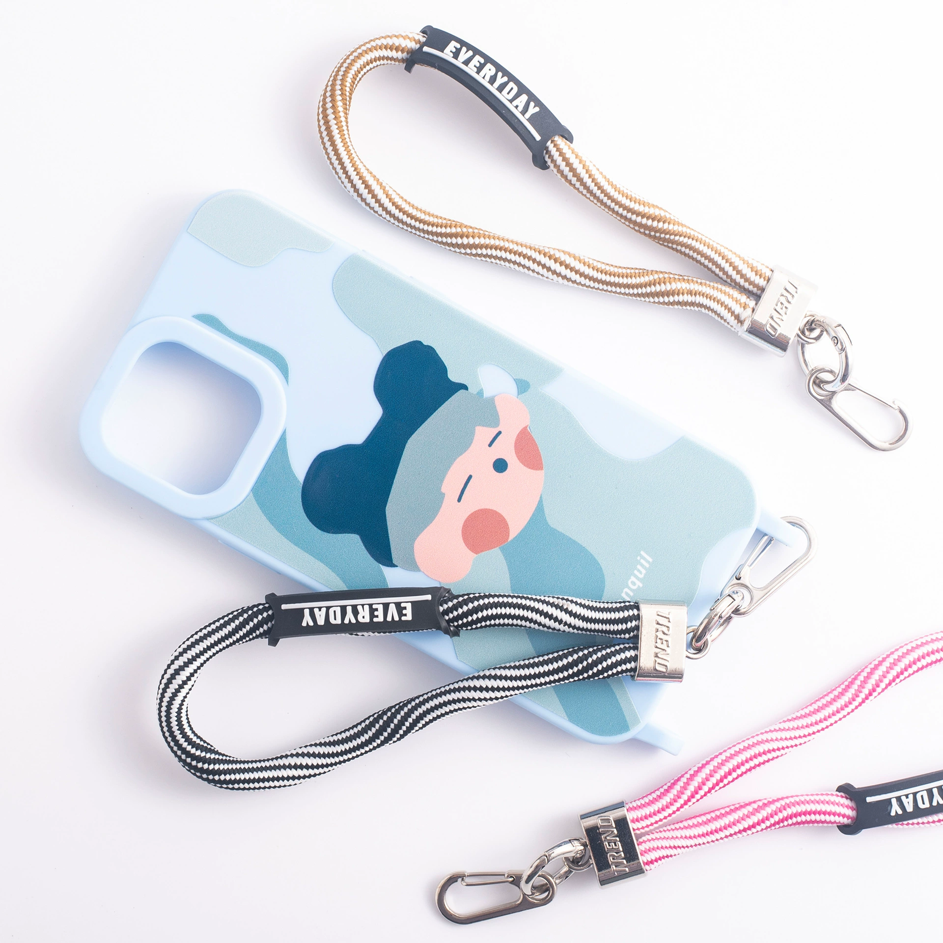 Polyester woven rope for bags, phone, clothing lanyard, thick key short strap, durable hanging accessory charm