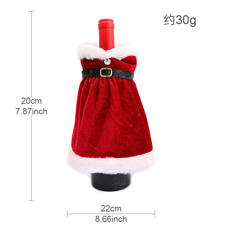 新しいクリスマス装飾用品ゴールドベルベット赤ワインボトルカバークリエイティブドレス赤ワインカバーホームテーブル装飾|undefined